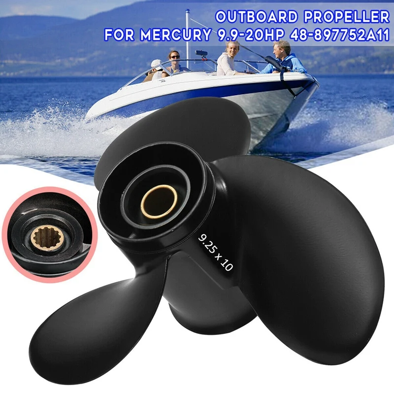 9,25x10 Подвесной лодочный Пропеллер из алюминиевого сплава для Mercury 9,9-20HP 48-897752A11