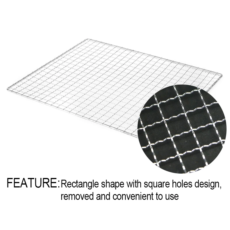 TEENRA Non-stick Barbecue Grill Wire Mesh Stainless Steel Barbecue Net Square BBQ Rack Grate Grid For Camping Picnic Accessories
