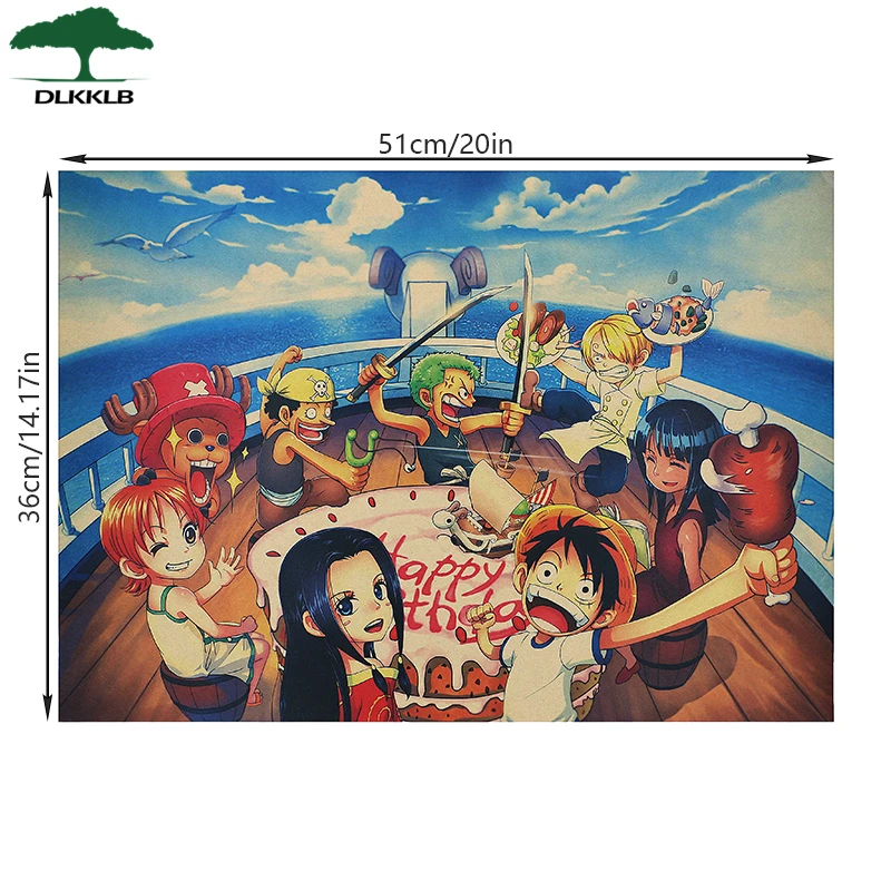 ONE PIECE Poster Vintage Comic Cute Home Decoration Painting Kraft Paper 51x36cm Art Wall Sticker