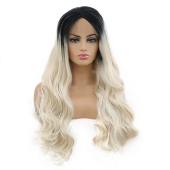 

RONGDUOYI Ombre 613 Wigs Long Wave Synthetic Lace Front Wig for Women Heat Resistant Natural Hairline Middle Part Woman Hair