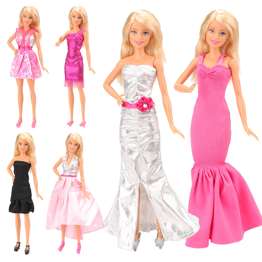 

Newest Handmade 18 Item/Set Doll accessories =6 x Clothes Dress Random Pick+12 X Shoes For Barbie Doll Party Birthday Gift DIY