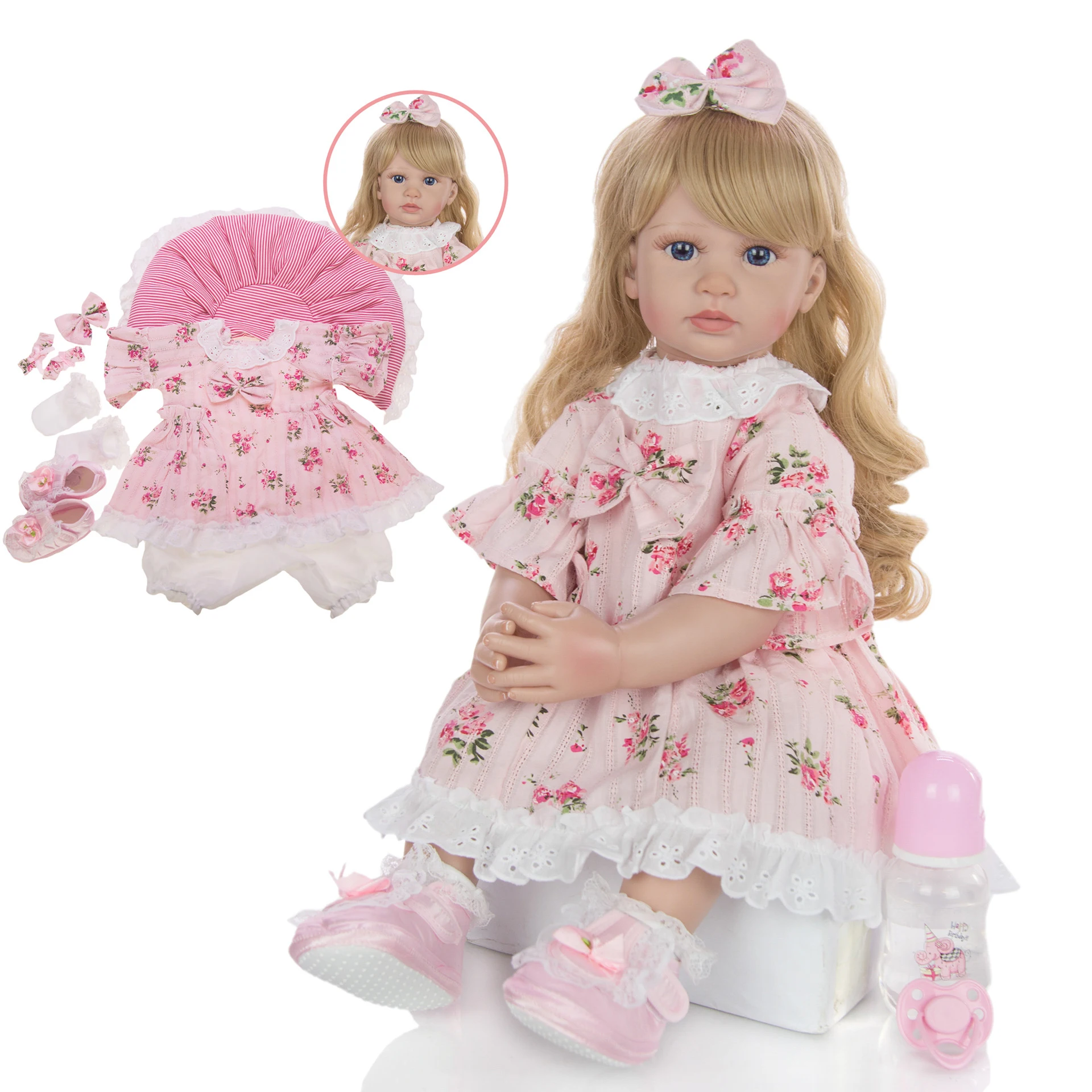 NPK BONECA reborn 24 Inch Reborn Baby Girl Dolls Cloth Body Stuffed 60 cm Truly Like Princess bebe toddler toys gift lol | Игрушки и
