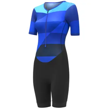 

Triathlon Cycling Jersey Ropa Ciclismo One Piece Blue Women Road Jumpsuits Skinsuit Sportswear Riding Short sleeve Bike Clothing