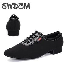SWEZM Men Dance Shoes Ballroom Shoe Black Canvas Split Outsole Practice Competition Men Modern Rumba Dancing Shoes Dance sport