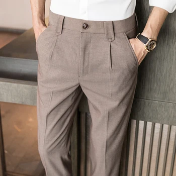 

Men's 2020 spring and autumn casual pants men's Korean version of the trend of self-cultivation brushed business trousers men