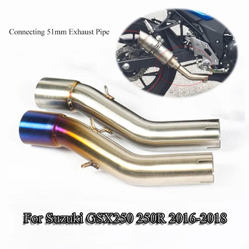 

For Suzuki GSX 250 250R 2016-2018 Motorcycle Exhaust System Mid Connect Pipe Link 51mm Moto Escape Stainless Steel Exhaust Pipe