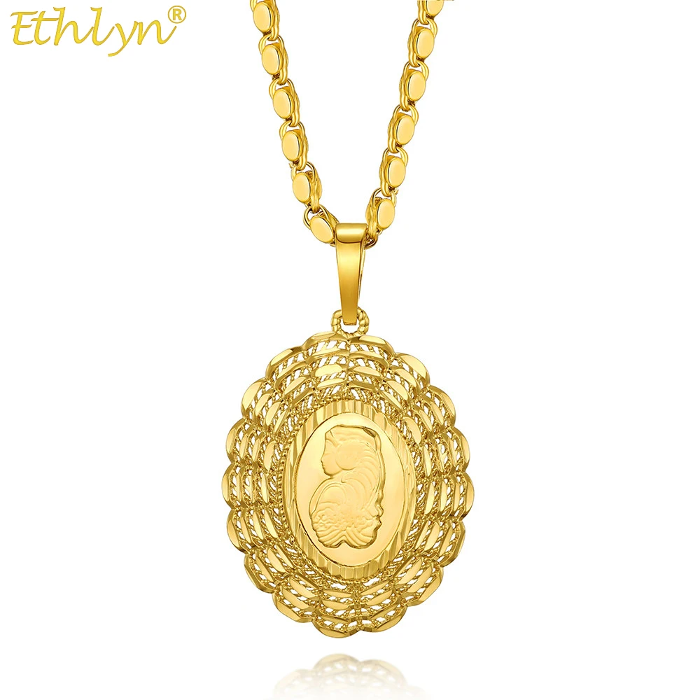 

Модные женские аксессуары Ethlyn золотого цвета, ювелирные изделия, кулон в виде головы, ручная работа, цепочка, ожерелье MY320