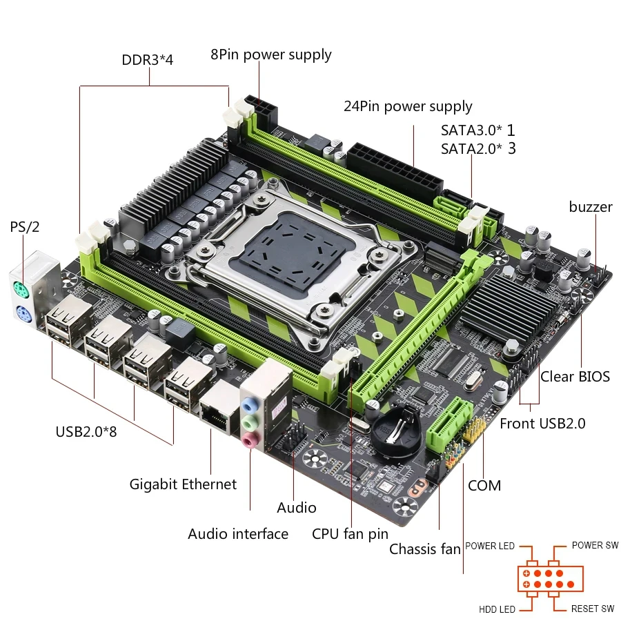 Kllisre X79 X79G материнская плата набор с LGA2011 combos Xeon E5 2620 CPU 2шт x 4 Гб памяти DDR3 ECC RAM