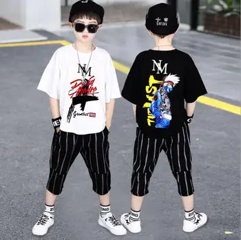 

Boys Clothing Sets Children Cartoon phoenix T-shirt Short Sleeve +Pants Set Two Pieces Set Kids Boys Clothes 6 8 10 14 Years Old