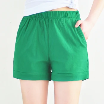 

oversize 7XL cotton women shorts summer new high waist solid wide leg causal all match female shorts top quality