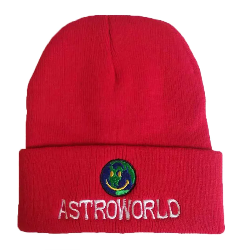 Новая мужская и женская теплая вязаная шапка с вышитыми буквами Astroworld, женская кепка с манжетами, Мужская Новая Кепка Skully