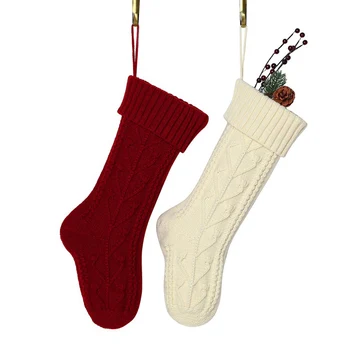 

Christmas decoration socks family pendant knitted gift bag woolen candy bag big gift bag New Year 2021 Navidad Christmas Decor