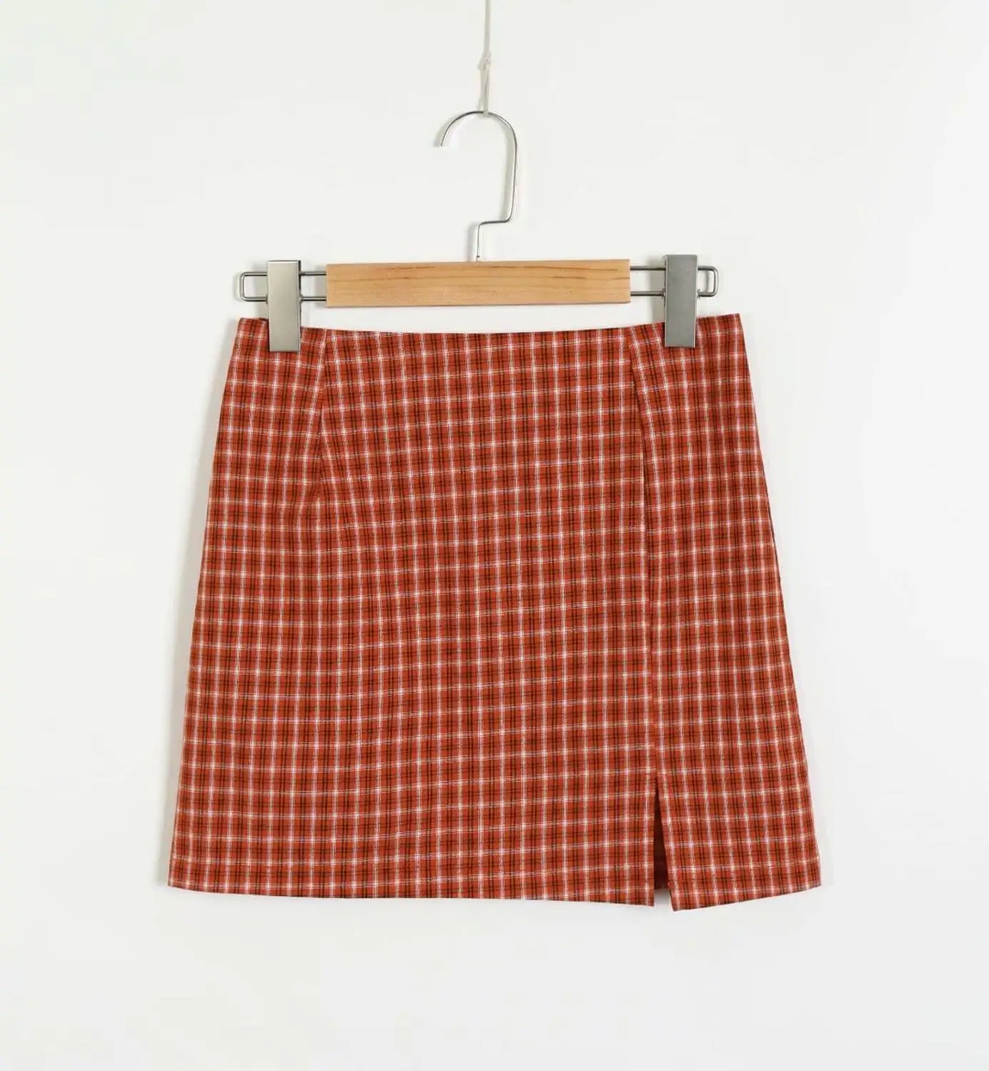 Женская модная новая мини юбка без застежки Летняя короткая в клетку с высокой