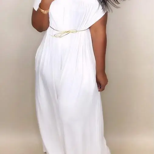 Summer Women Gothic Jumpsuits White Off Shoulder Backless Vintage Wide Leg Jumpsuit Beach Overalls Party Rompers WF831