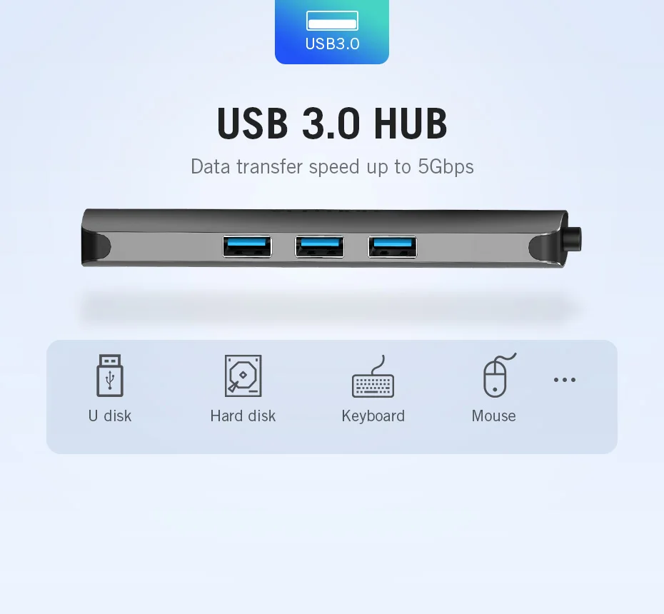 Vention USB-C концентратор типа C концентратор к USB 3,0 Thunderbolt 3 HDMI 3,5 мм аудио RJ45 адаптер для MacBook Pro samsung Galaxy S9 USB C концентратор