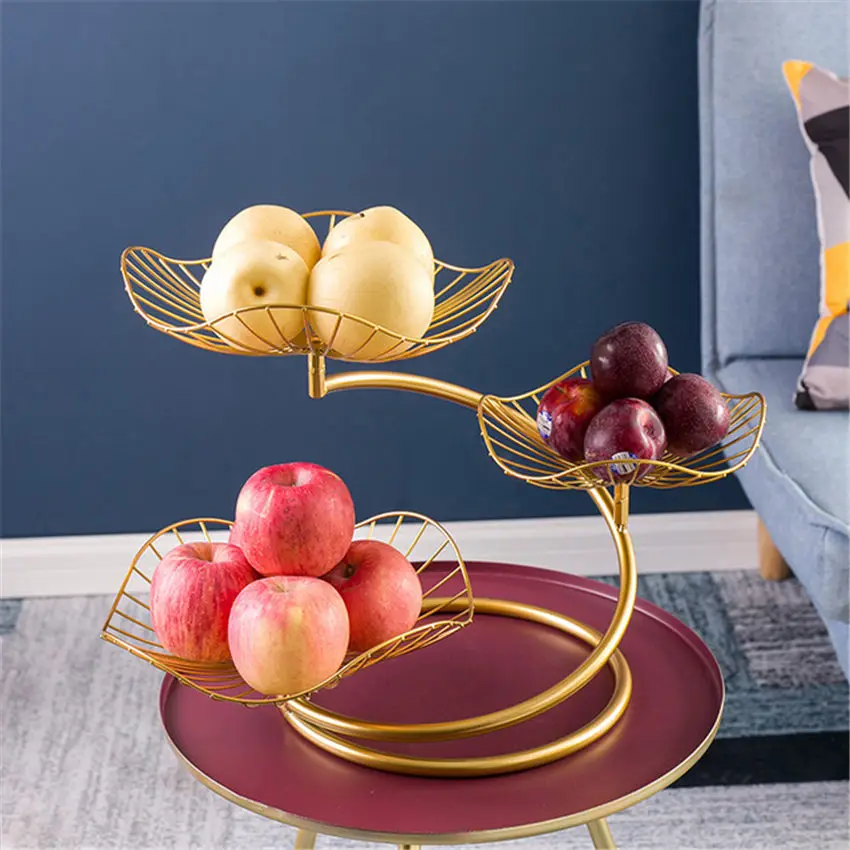 Creative Iron Three Layer Fruit Basket Storage Basket Living Room Fruit Basket home Decorative Dessert Holder Organizer