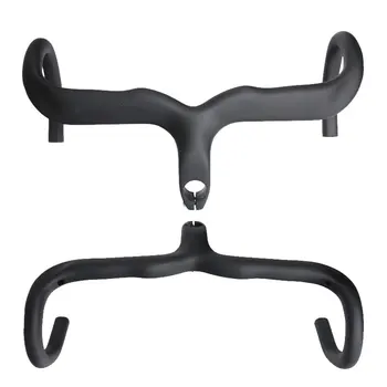 

TOSEEK No Logo Cycling Carbon Integrated Handlebar Road Bike Handle Bars 3k Matte Ultralight Carbon Fibre Road Bicycle Handlebar
