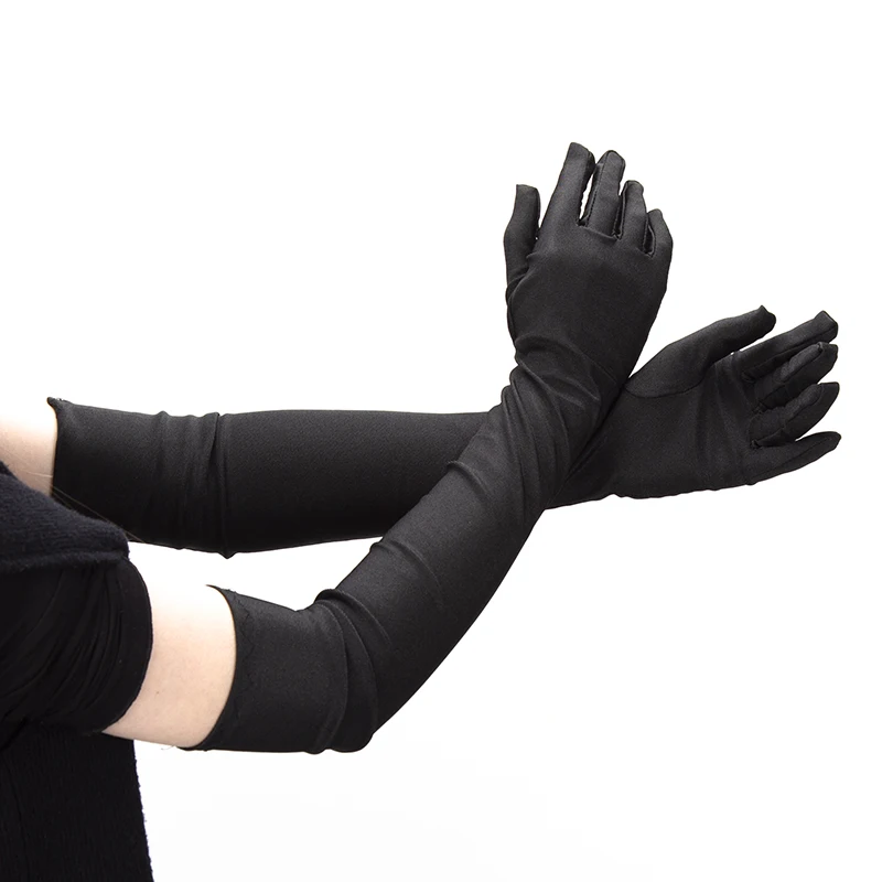 New Classic Adult Black Opera/Elbow/Wrist Stretch Satin Finger Long Fashion Gloves Women Flapper Driving Gloves Matching Costume