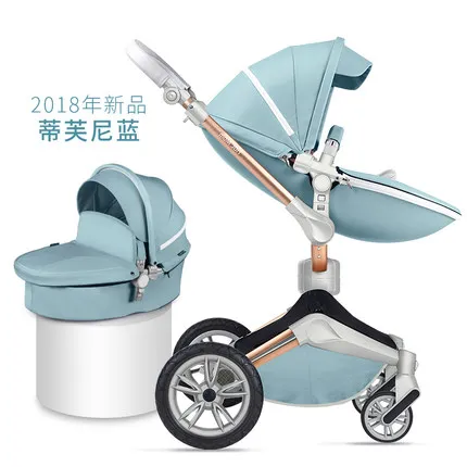 Британская прогулочная коляска hotmom с высоким пейзажем, может лежать, складной светильник, импортная детская коляска для детей 0-3 лет - Color: green  2 in 1