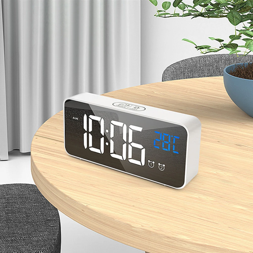 LED Mirror Alarm Digital Clock Multifunction Snooze Display Time Temperature Home Decoration Clock Digital Snooze Table Clocks