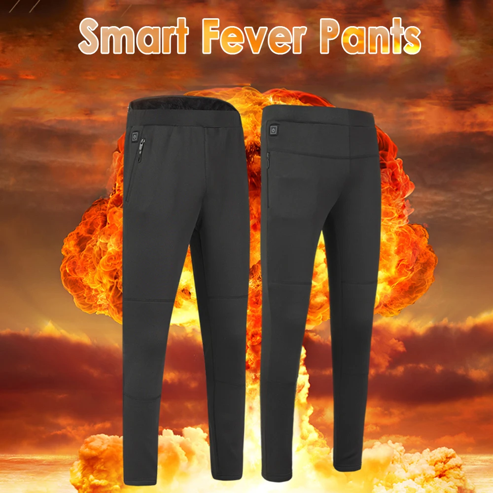 Men Women Infrared Heating Warm Pants knee waist heat inside and outside wear flannel pants For Outdoor Hiking Elastic Trousers