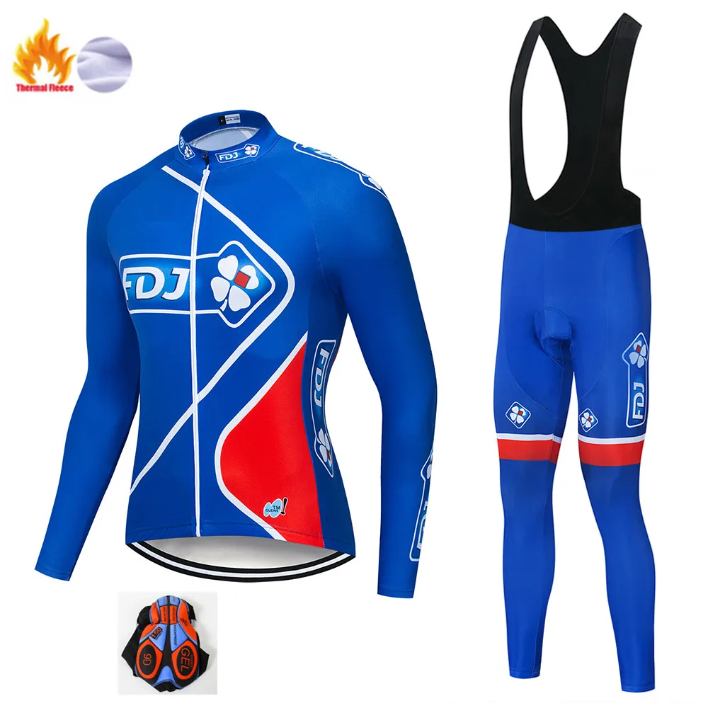 Pro Team FDJ Велоспорт Джерси Набор велосипедная одежда мужская Ropa Ciclismo Зимняя Теплая Флисовая велосипедная Одежда для велоспорта - Цвет: Winter Cycling Suit