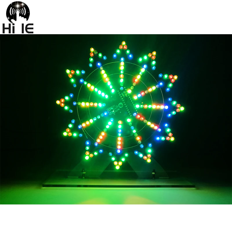 DIY Electronice Kit LED Rotating Ferris Wheel Circuit Learning Soldering Kit 16kinds Flashing Mode Remote Control 5V Input