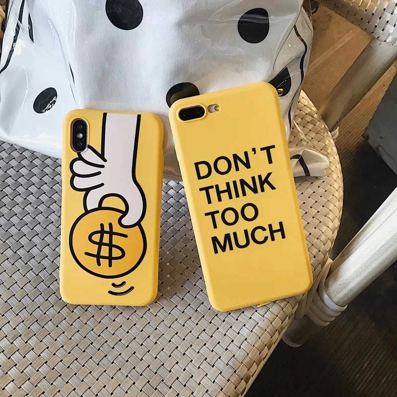 Korea Style Letter Matte TPU Case For iPhone 11 Pro Max Yellow Silicone Anti-fall Cover X XR XS 8 7 6 6S Plus |