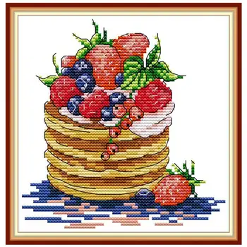 

Dessert cake painting decor counted printed on the canvas 11CT 14CT kits wholesale Cross Stitch embroidery needlework Sets