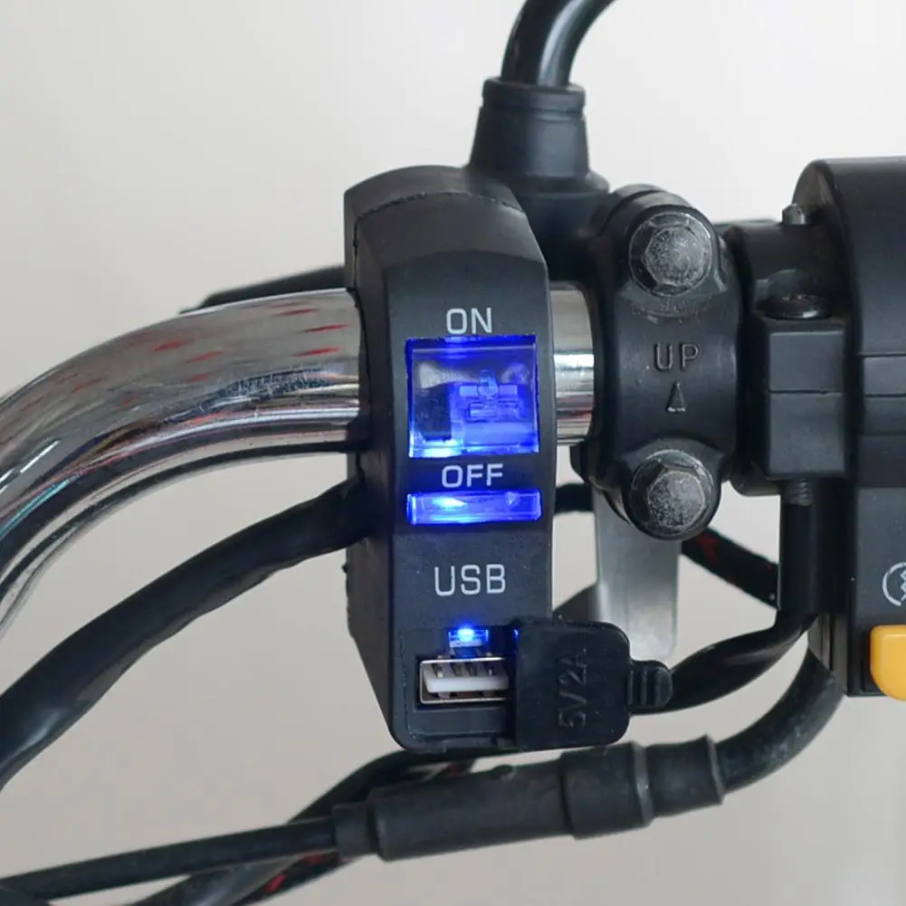 

Good Quality 12V LED Indicator Motorcycle Handlebar Mount USB Phone Charger with Switch suporte celular moto