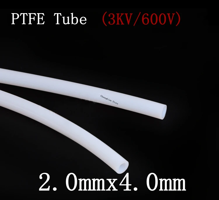 

PTFE Tube ID 2mm x 4mm OD F46 Insulated Capillary Heat Protect Transmit Hose Rigid Pipe Temperature Corrosion Resistance 600V