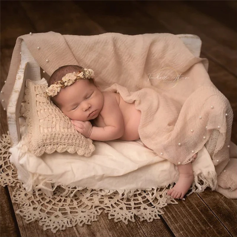 Newborn Baby Photography Props Round Lace Blanket Pillow 2pcs Set Inelastic Embroidery Lace Pads Retro Tablecloth Photo Backdrop 2