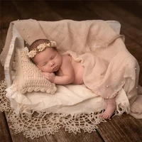 Newborn Baby Photography Props Round Lace Blanket Pillow 2pcs Set Inelastic Embroidery Lace Pads Retro Tablecloth Photo Backdrop 2