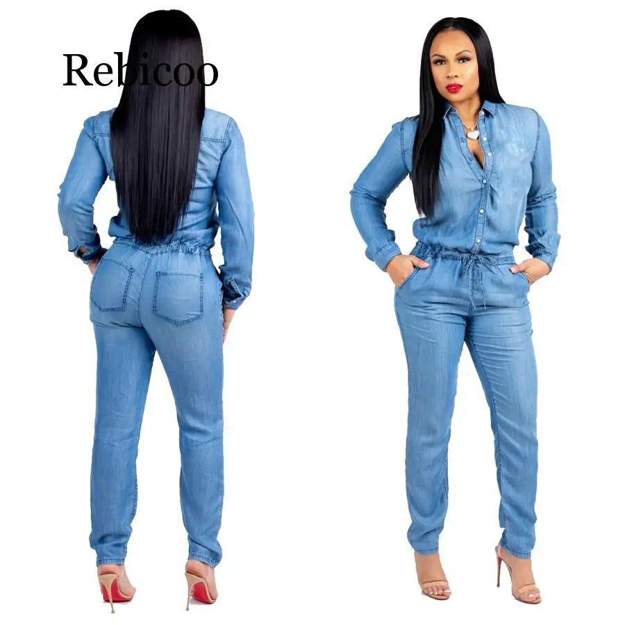 

2019 Women's Jeans Jumpsuit Women's Denim Slim Jumpsuit Women's Fashion Long Jeans Jumpsuit Women's Autumn Workwear
