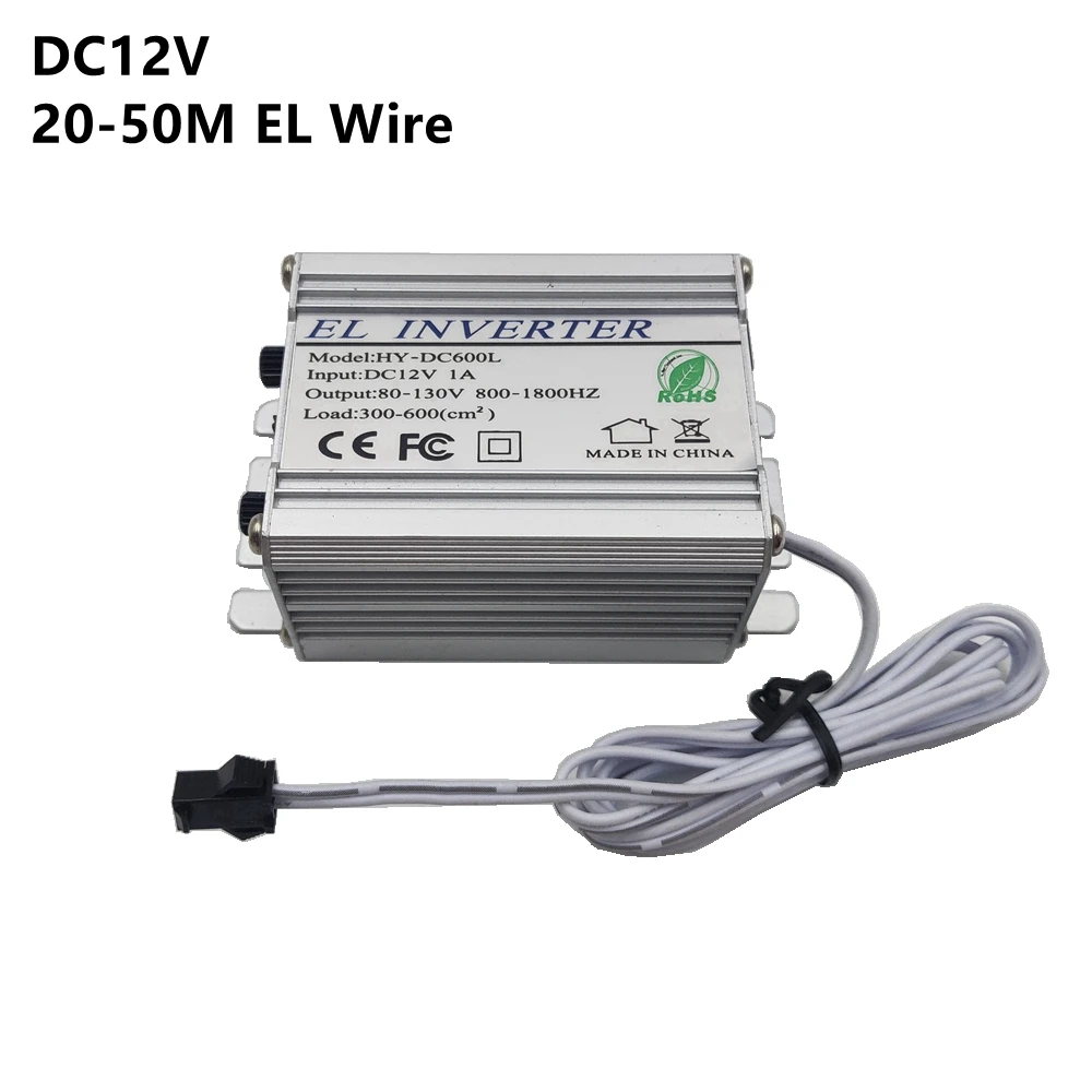 

DC12V Power Supply Adapter Driver Controller Inverter For 20-50M El Wire Electroluminescent Light