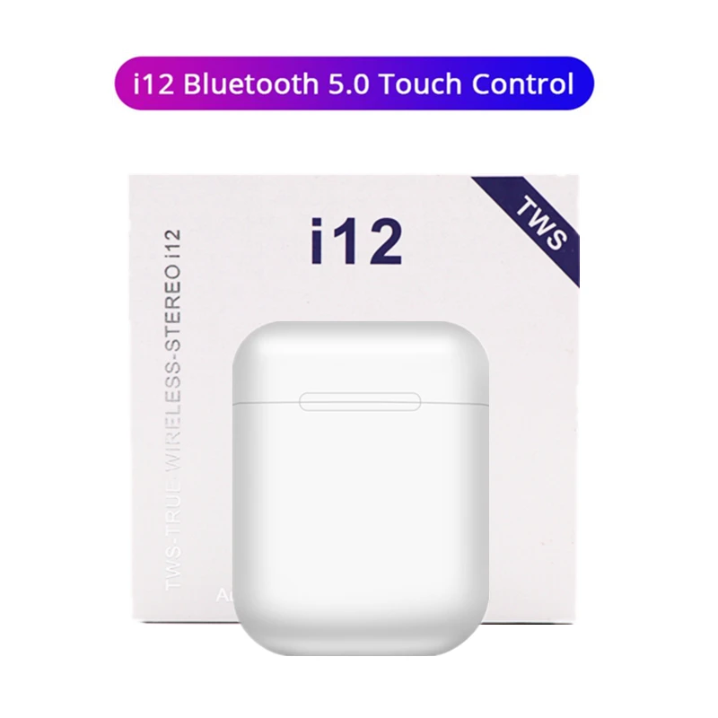 Беспроводной Bluetooth гарнитура i12 наушники-вкладыши TWS Bluetooth 5,0 спортивные наушники Портативный сенсорные наушники для всех мобильных телефонов