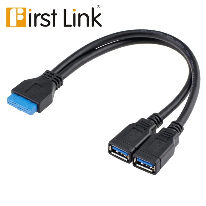 

USB3.0 20-pin Motherboard header to 2 ports Type A Female Adapter Converter Y cable