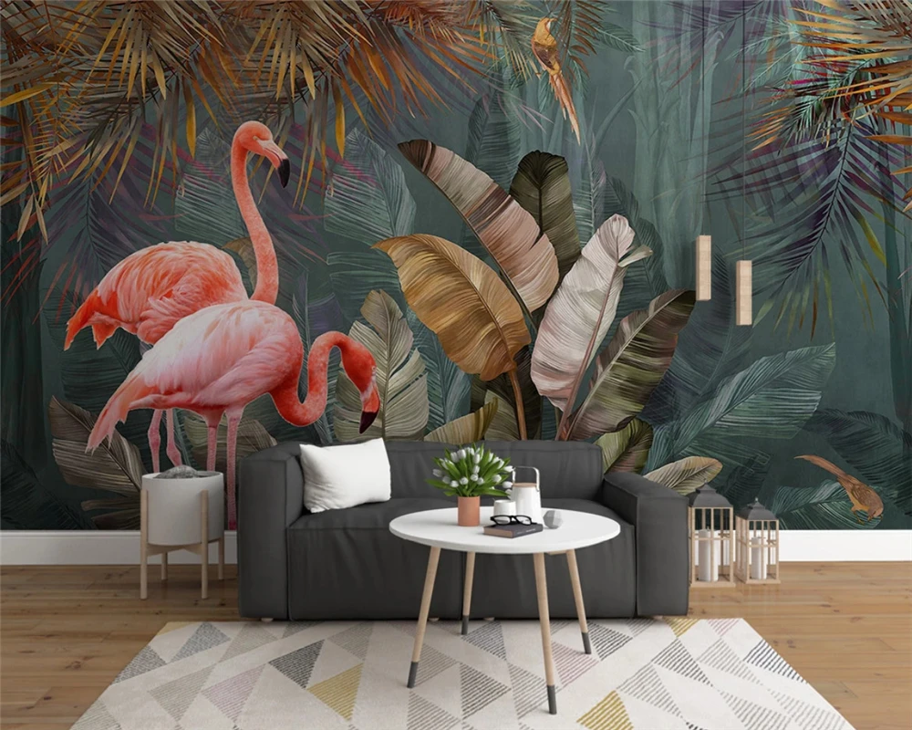 Doctor in de filosofie Terminologie Intentie Beibehang Behang Custom Modern Wall Paper Nordic Modern Minimalist Tropical  Plant Forest Flamingo Background 3d Wallpaper - Wallpapers - AliExpress