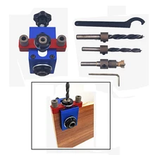 Дерева станет джиг карман отверстие шаблон для сверления джиг комплект с 6/8/10 мм, буровое долото из высокопрочной стали, вертикальная дрель направляющее отверстие тонкий пояс, который крепится на локатор инструмент