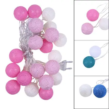 

Functional Eurocode 20LED Plastic Cotton Ball Fairy String Lights Bedroom Room Festival Party Valentine Wedding Holiday Decor