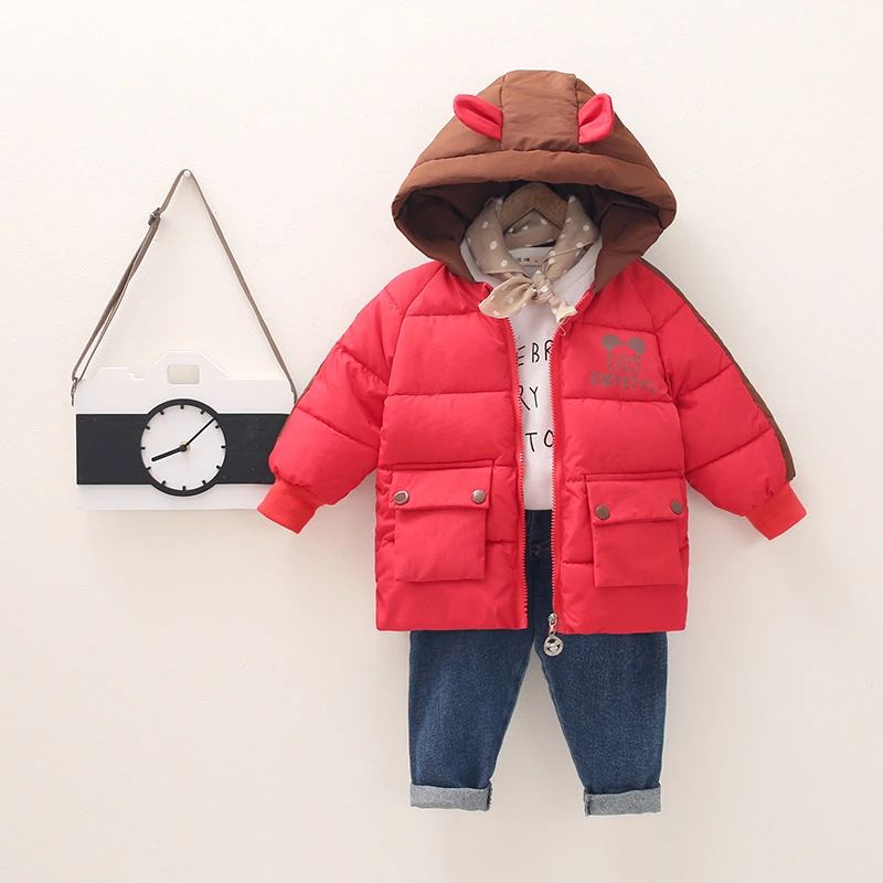 Children Clothing autumn Winter Down cotton Jackets For Girl Boy Coats Warm Snowsuit Overalls Baby Clothes Kids Outerwear - Цвет: Red