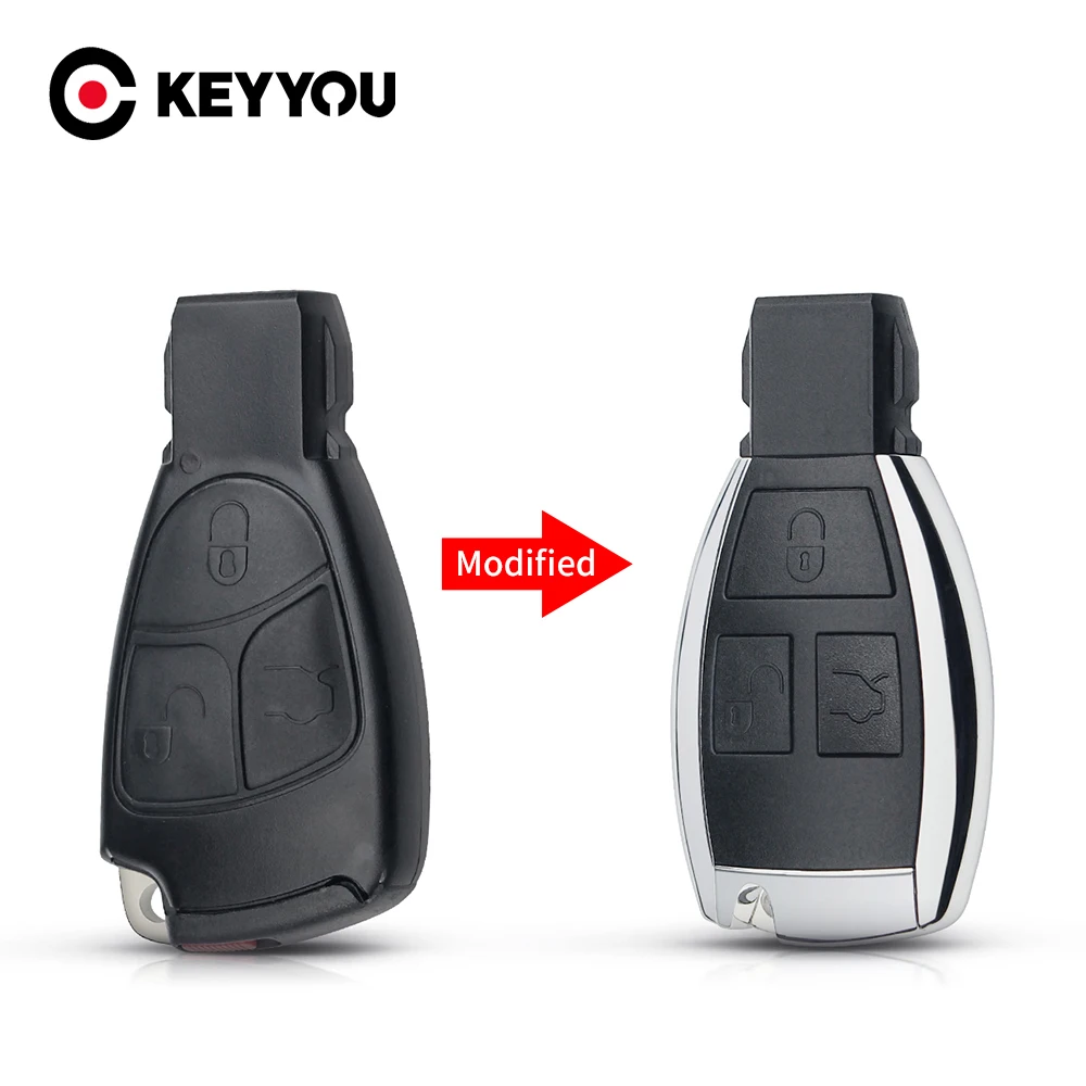 KEYYOU MODIFIED REMOTE CAR KEY SHELL FOR BENZ MERCEDES C E S M CLS CLK W203 GL SLK S CLASS CL55 AMG C230 FOB 3 BUTTONS