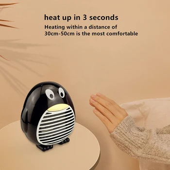 

Mini Space Fan Heater Electric Penguin Heaters With PTC Ceramic Heating Element Protection Heater For Office Desktop Table