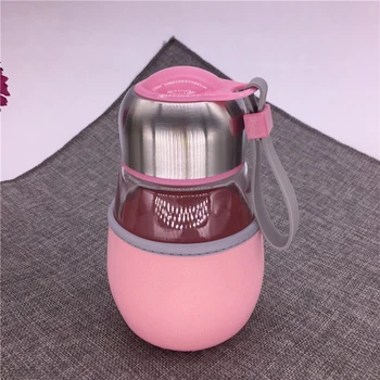 

Cute penguin glass cup, glass belly juice drink tea hand cup, easy to carry ladies penguin glass cup