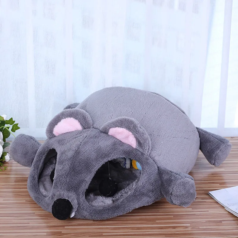 Hot Cartoon Gray Mouse Cats Bed Winter Thickening Warm Windproof Pet Nest Cats House Winter Supplies XJS789