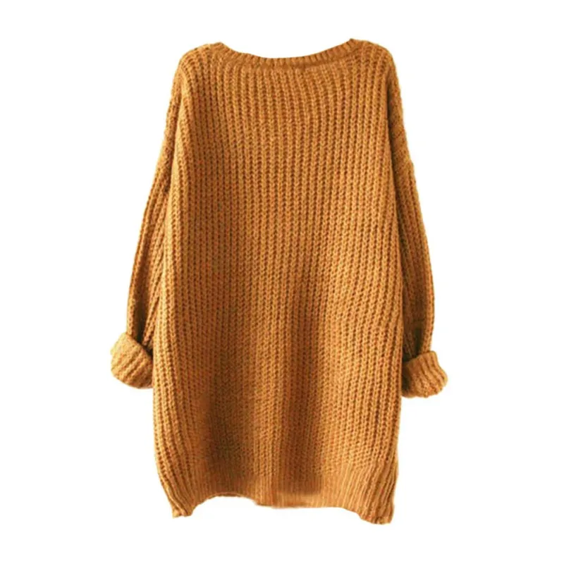 СВОБОДНЫЙ Модный Повседневный тонкий свитер большого размера, Осенний Женский пуловер с круглым вырезом и длинным рукавом без бретелек, свитер