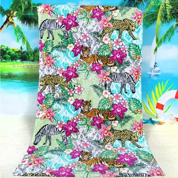 

2019 new beach towel 160X80cm cartoon animal tiger flower print big size thicken swim bath towel T694