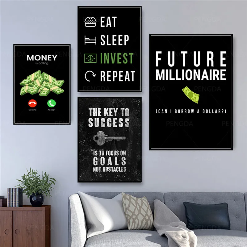 

Paper Money Key Food Invest Canvas Paintings Home Decor Modular Pictures Modern Printed Poster For Living Room Wall Art No Frame