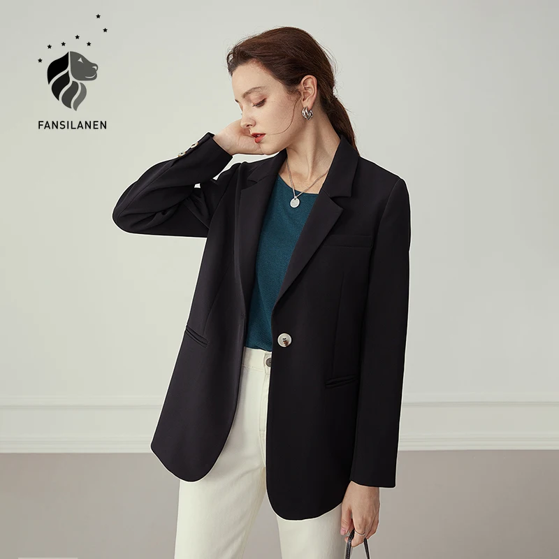 FANSILANEN Multicolour autumn winter casual blazer Women office lady black jacket blazer oversize Female purple blazer coat 2020