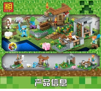 

W Cave Citys minecraftinglys Building Blocks Compatible with ededinglys Aminal Alex Action Figures Brick Toys Children gift